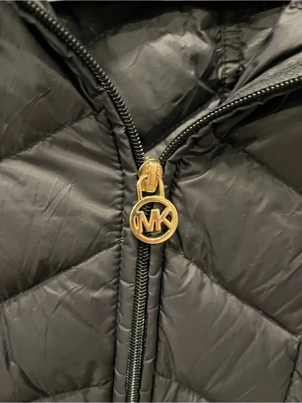 Michael Kors Black Packable Down Jacket with Gold Logo